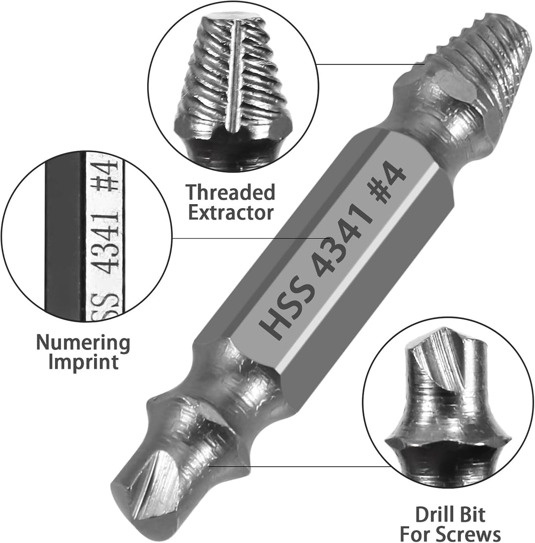 HSS 4341 Schraubenausdreher Set, 5-teilig M3-M18 Beschädigte Schrauben Entferner, Linksdreher mit Se