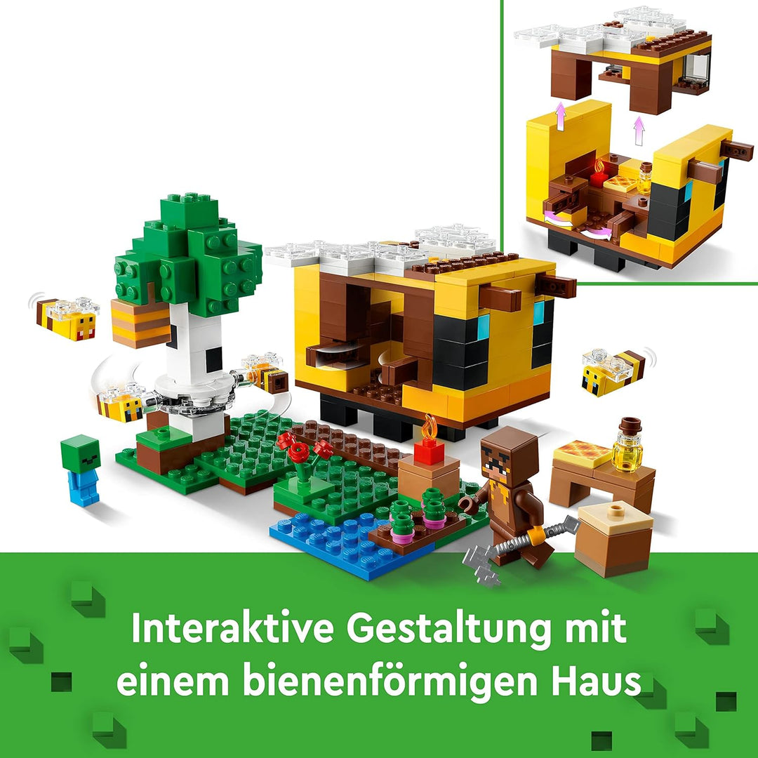 LEGO 21241 Minecraft Das Bienenhäuschen, Farm-Spielzeug mit baubarem Haus, Baby-Zombie und Tier-Figu