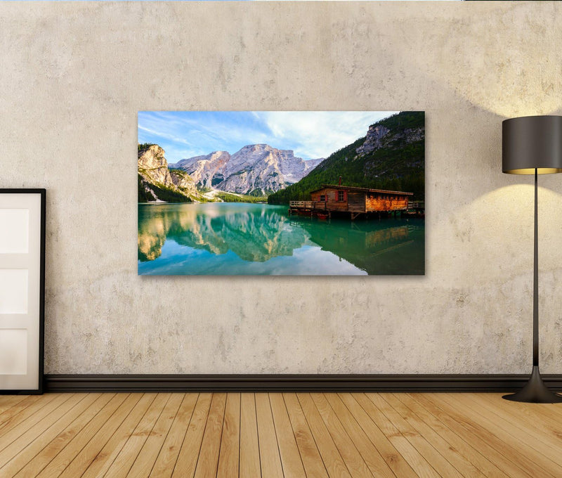 Bild auf Leinwand Pragser Wildsee (Pragser Wildsee) In Dolomiten Südtirol Italien Wandbild Poster Ku