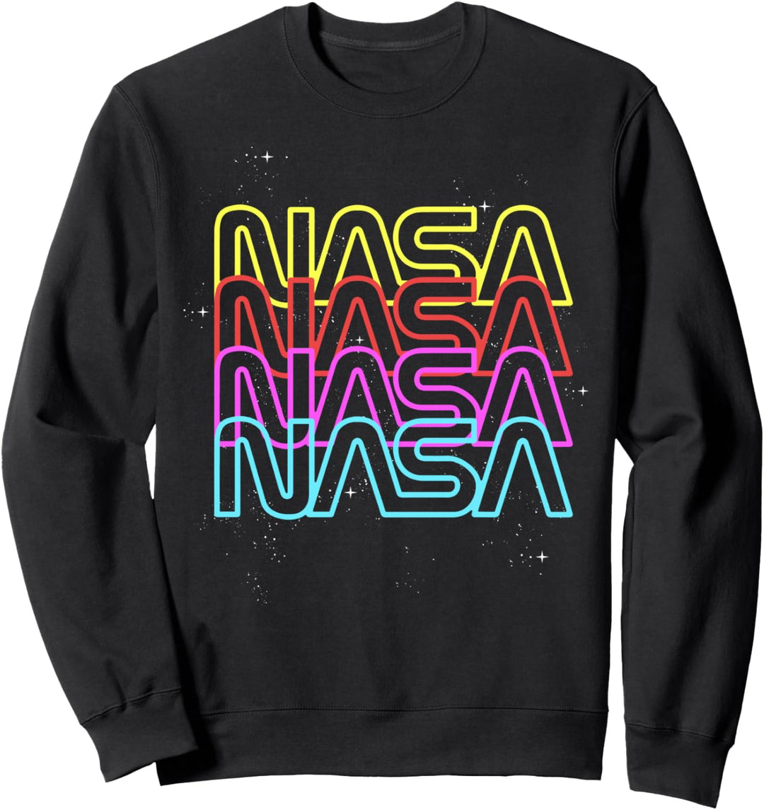 NASA Neon Rainbow Repeat Text Logo Sweatshirt