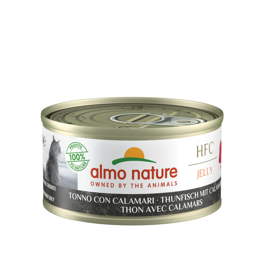 Almo Nature HFC Jelly Katzenfutter nass -Thunfisch mit Calamaris 24er Pack (24 x 70g) Fisch^Meeresfr