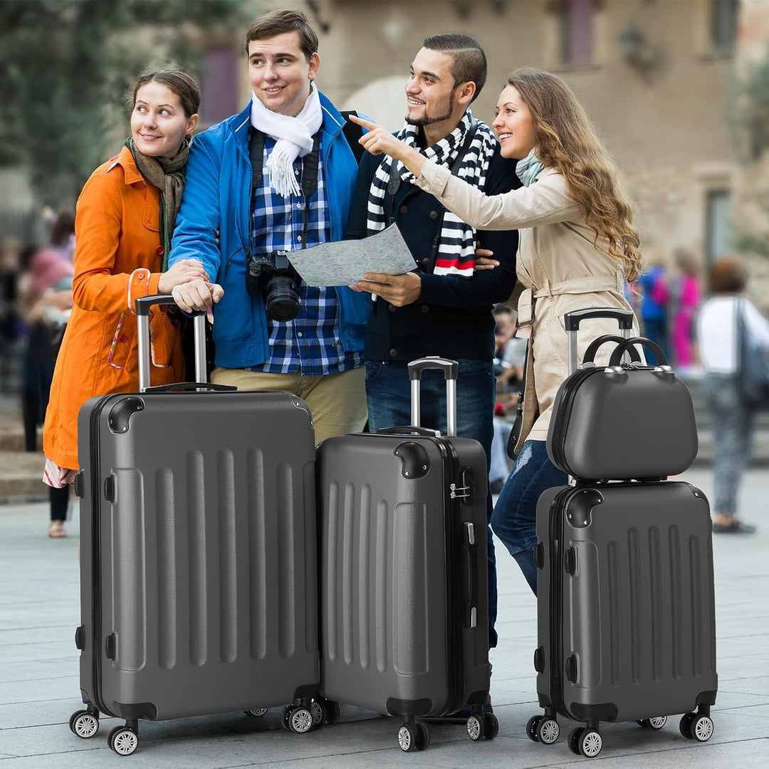 LALAHO Kofferset 3/4 teilig, Reisekoffer Set mit Kosmetikkoffer, Hartschalen Koffer Set aus ABS, Gep