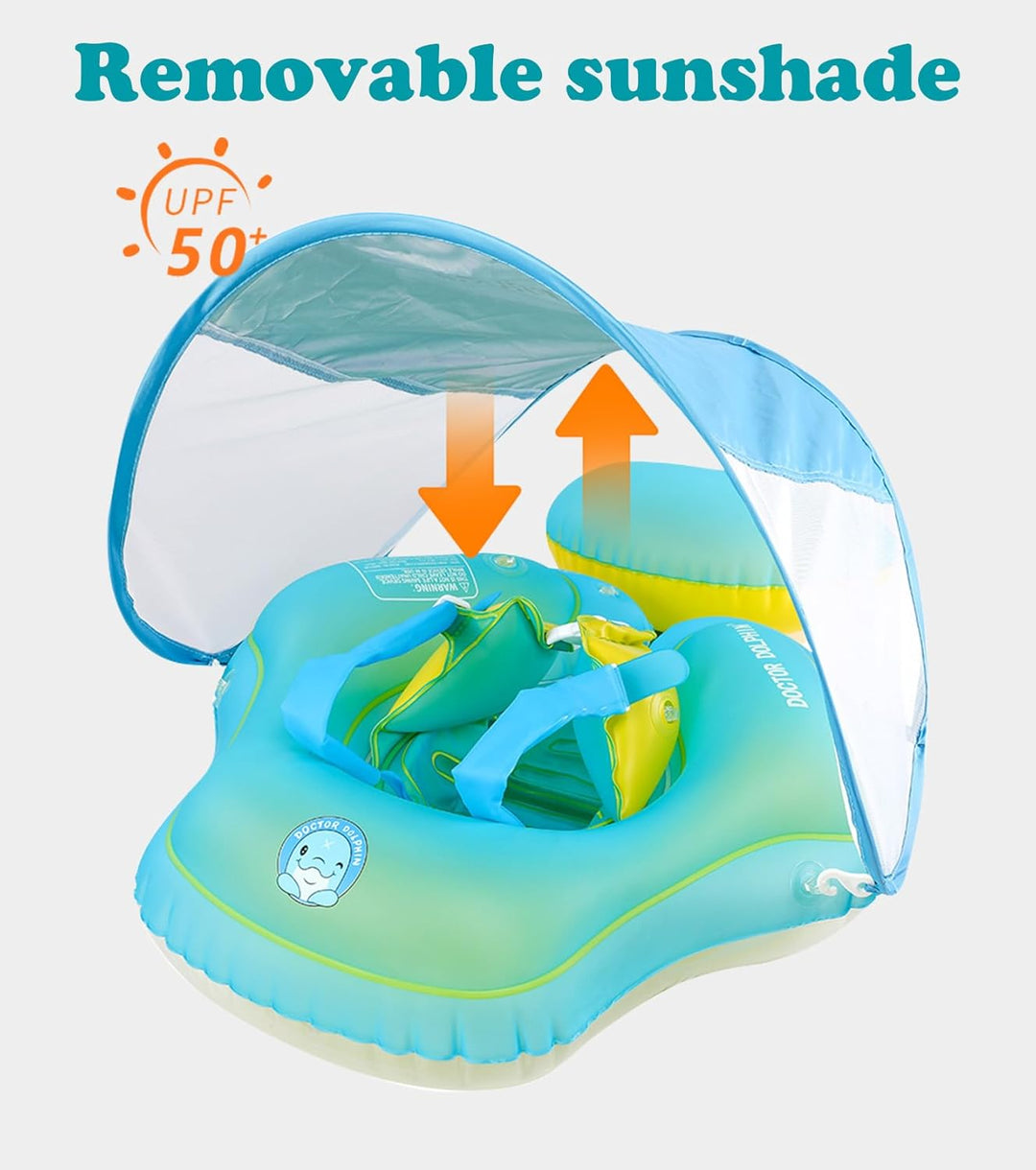 Schwimmring Baby mit Abnehmbarem Sonnenda UPF50+, Baby Schwimmhilfe für den Pool, Float Aufblasbare，