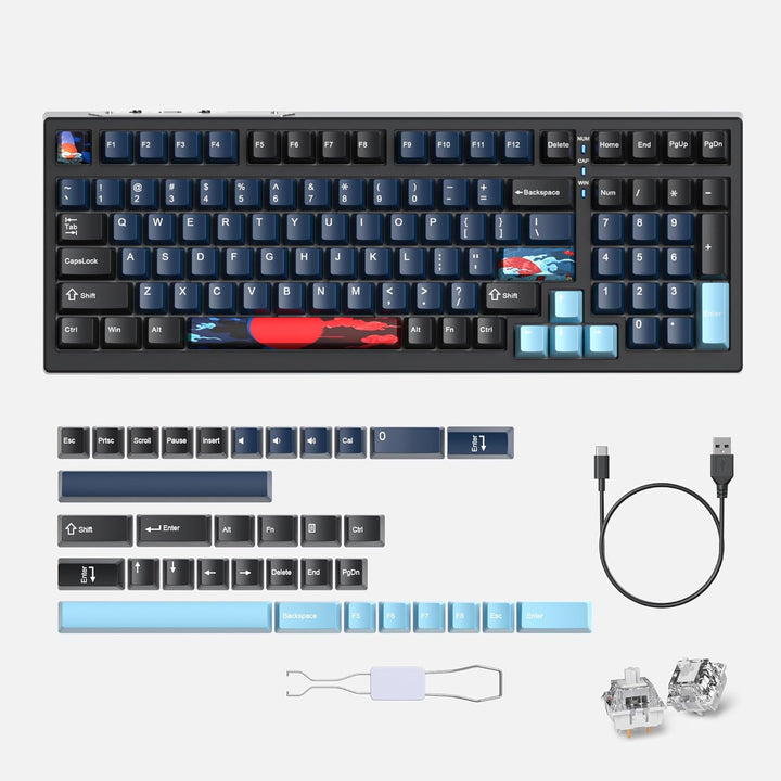 SOLIDEE 95% mechanische Gaming-Tastatur,hot-swap-fähige Tastatur mit weisse Schalter,Gasket RGB-Hint