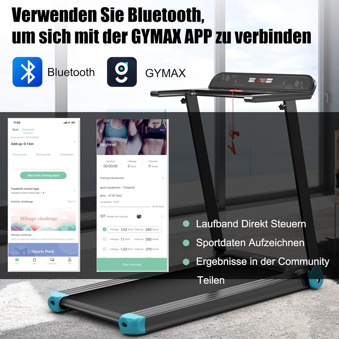 GOPLUS Klappbares Laufband, elektrisches Laufband mit 12 voreingestellten Programmen, App-Steuerung,