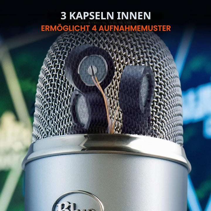 Blue Microphones Yeti Professionelles USB-Mikrofon für Aufnahmen, Streaming, Podcasting, Broadcastin