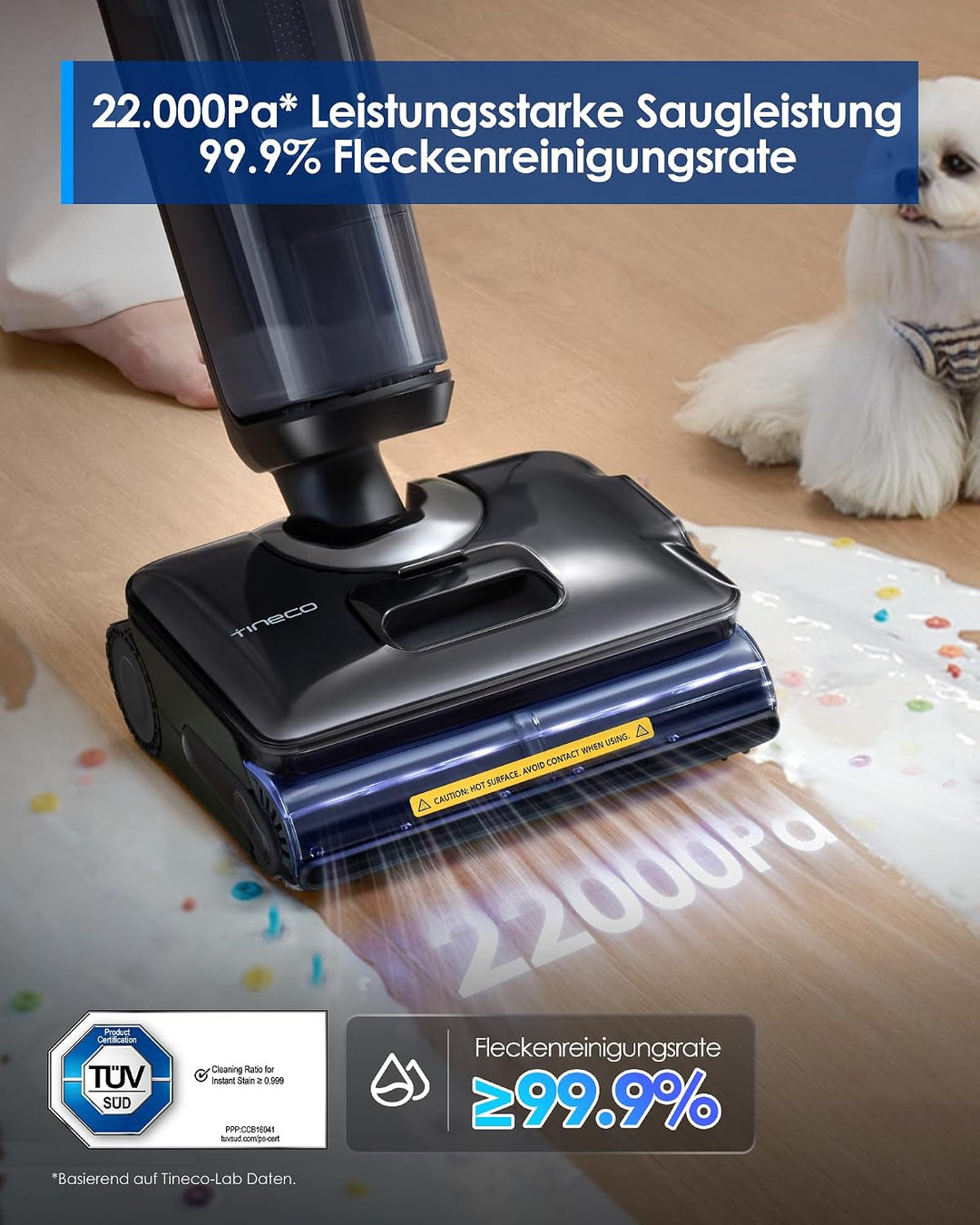 Tineco FLOOR ONE S7 Stretch Steam Nass Trockensauger 160 °C HyperSteam Dampfreiniger, 80 Min Laufzei