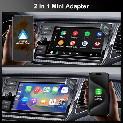 Wireless CarPlay Adapter & Wireless Android Auto Adapter – 2-in-1 Mini Adapter für werkseitig verkab