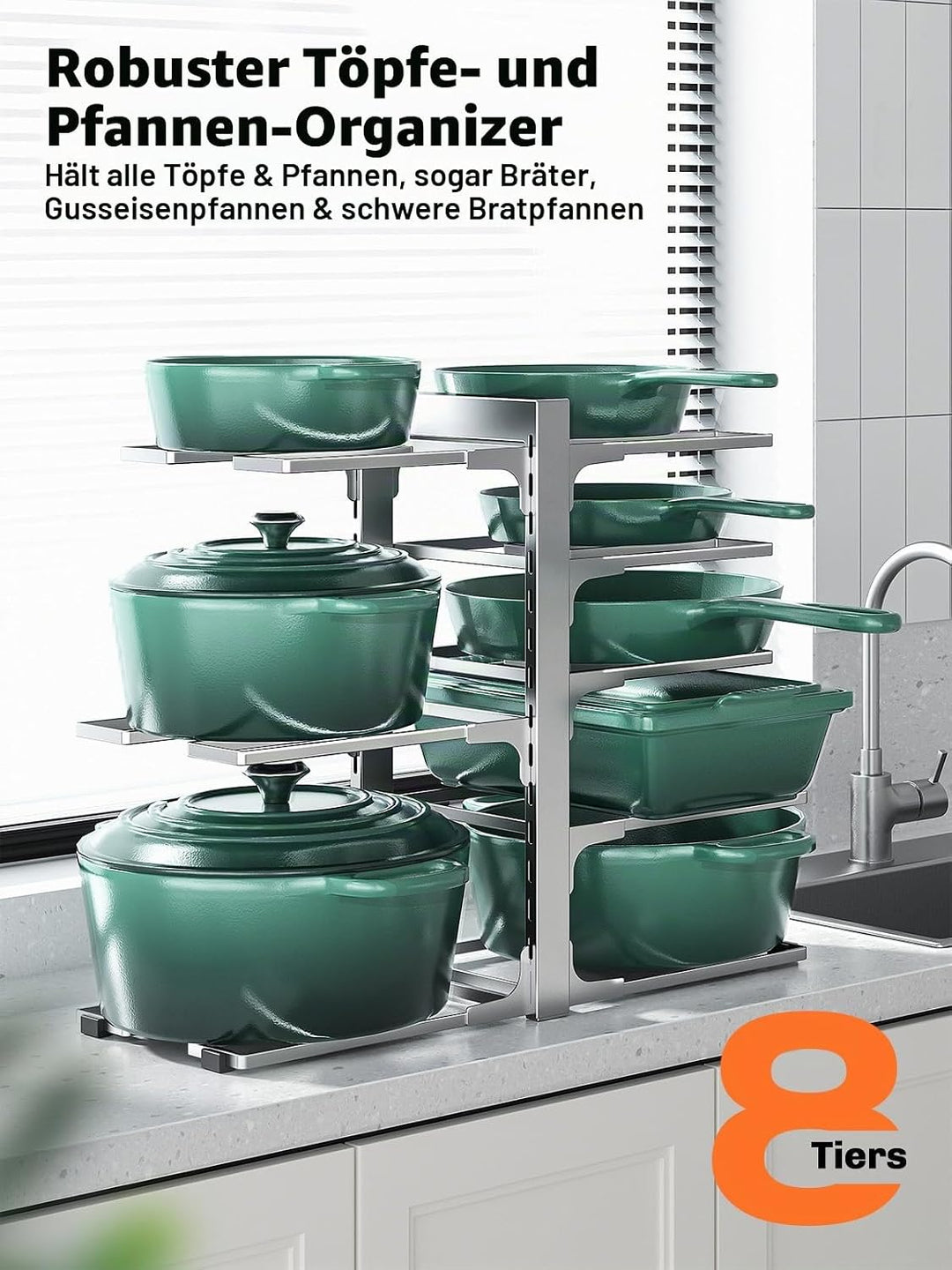 MUDEELA Topf- und Pfannen-Organizer unter dem Schrank, robuster Topf- und Pfannen-Organizer, Küchens