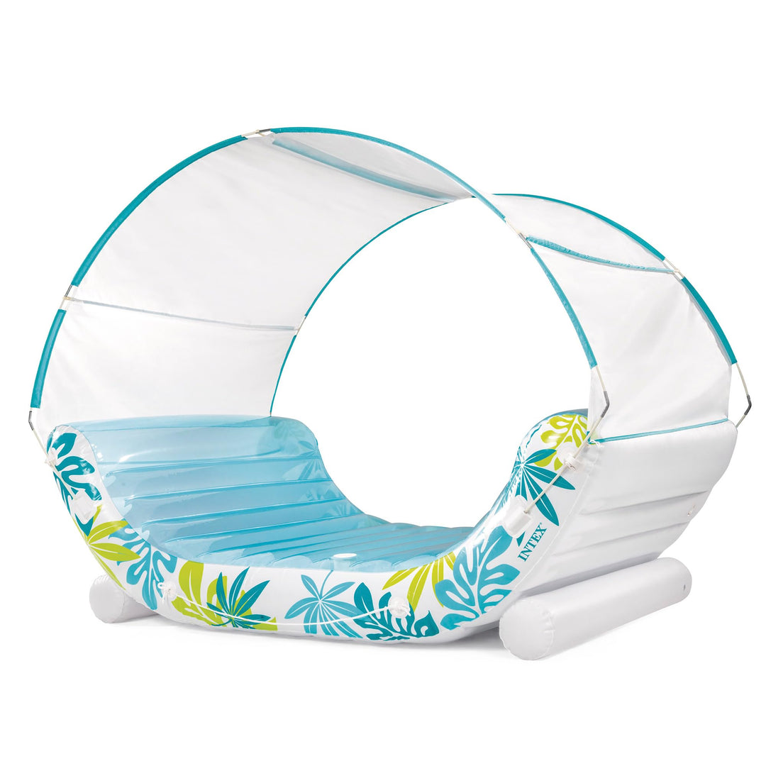 Intex 56294EU - Aufblasbare Lounge-Luftmatratze Tropical mit abnehmbarem Sonnenschutz, PVC, Blau, 22