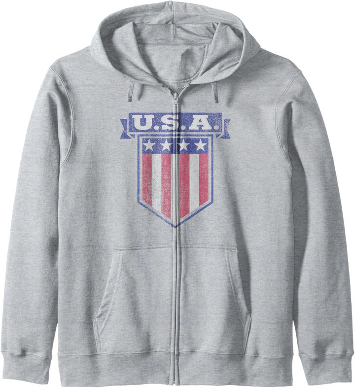 Trendy USA Stars & Stripes Banner Shield Kapuzenjacke