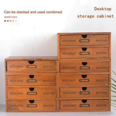 Baffect Desktop Schubladenbox Holz 4 Stöckig Aufbewahrungsbox mit Schubladen Vintage Schmuckkästchen