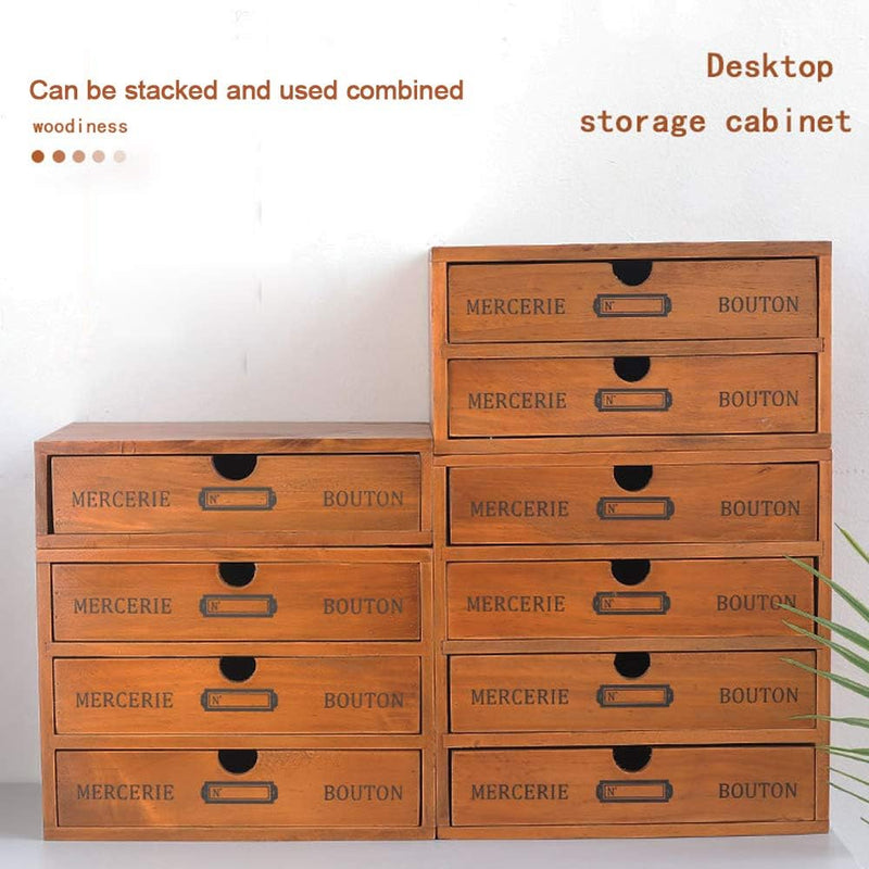 Baffect Desktop Schubladenbox Holz 4 Stöckig Aufbewahrungsbox mit Schubladen Vintage Schmuckkästchen