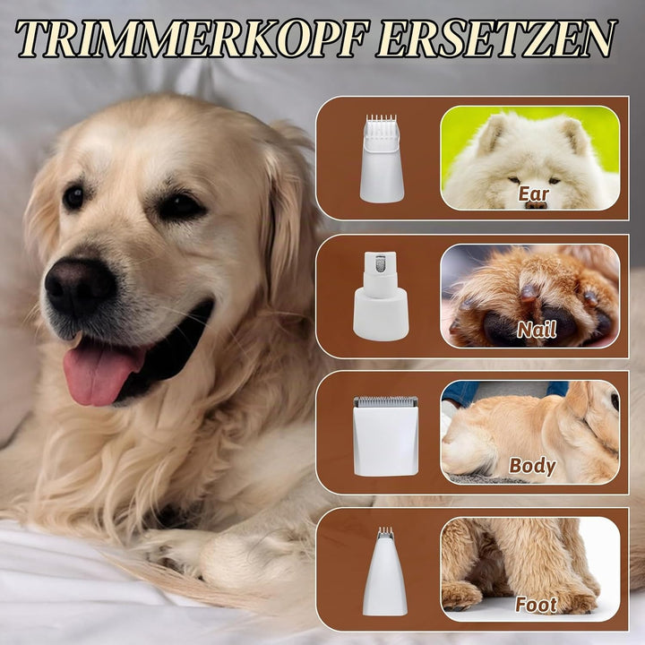 Paw Trim Pro,5-in-1 Pfotentrimmer für Hunde,Leise Hundeschermaschine mit LED-Licht und Laser,Hunde H