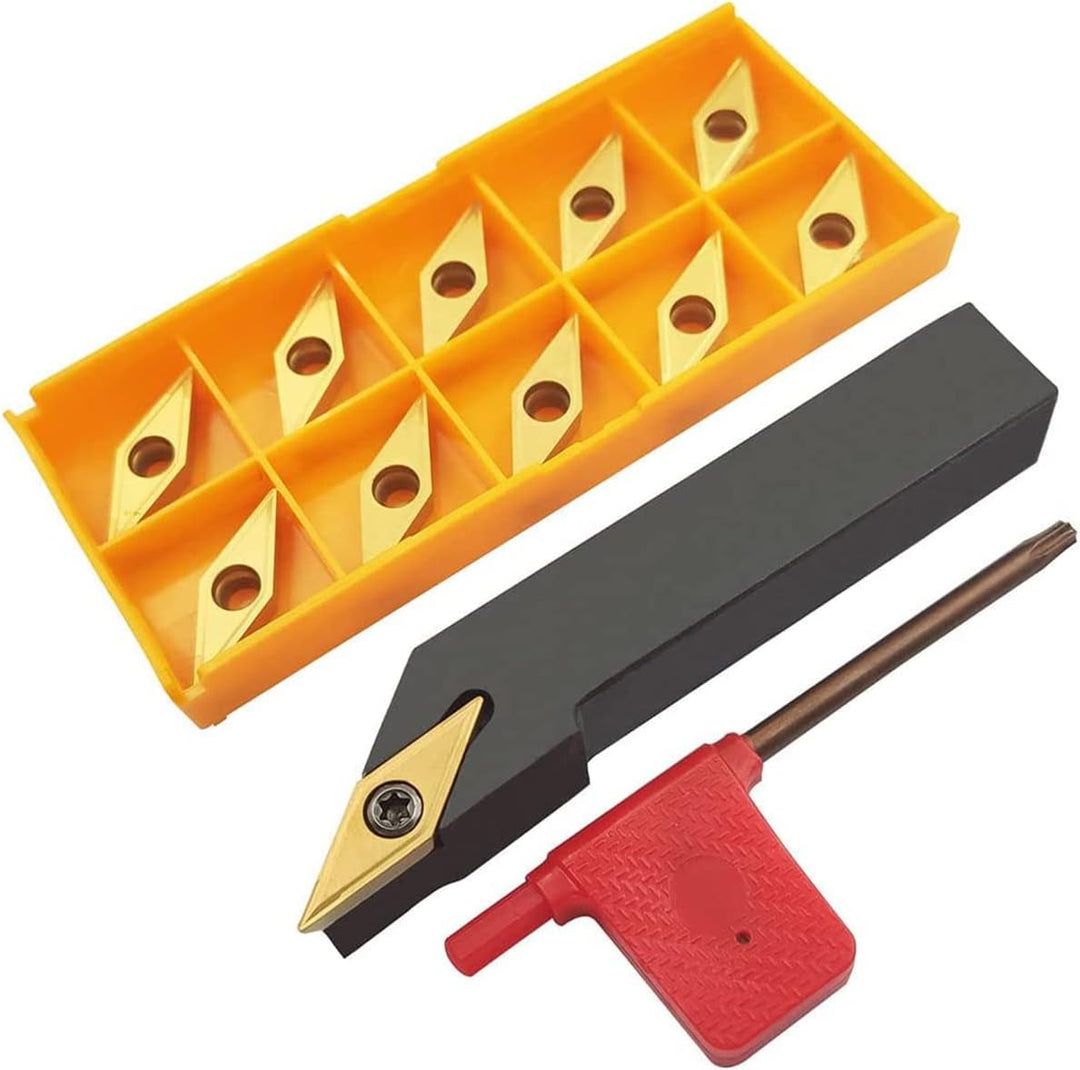 1 x 16 mm SVJCR1616H16 Indexierbarer Hartmetalldrehwerkzeugeinsatz-Halter mit 11 Stück VCMT331/ VCMT