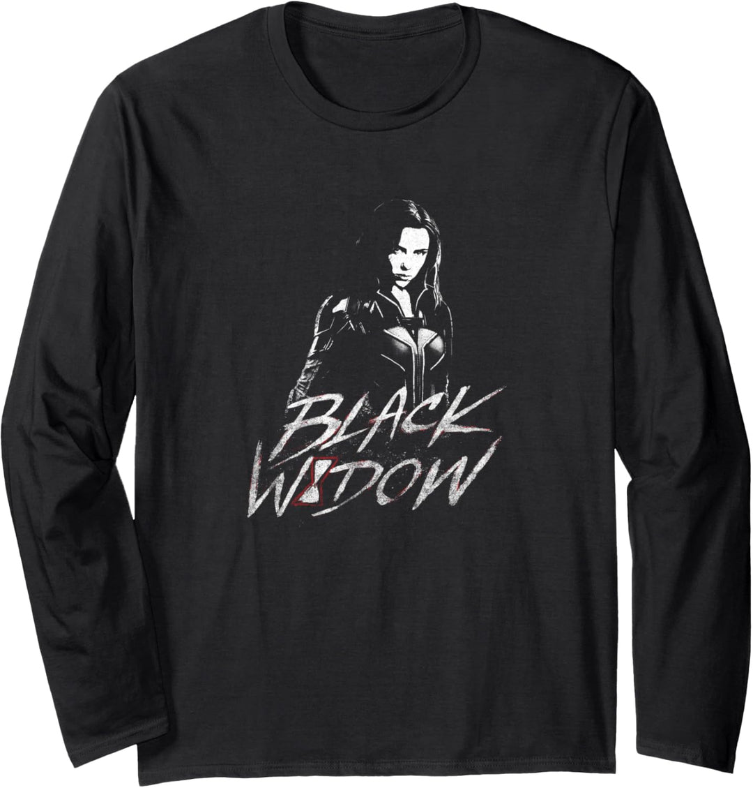 Marvel Black Widow Portrait Stamp Langarmshirt