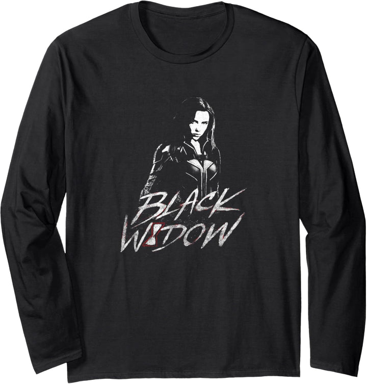 Marvel Black Widow Portrait Stamp Langarmshirt