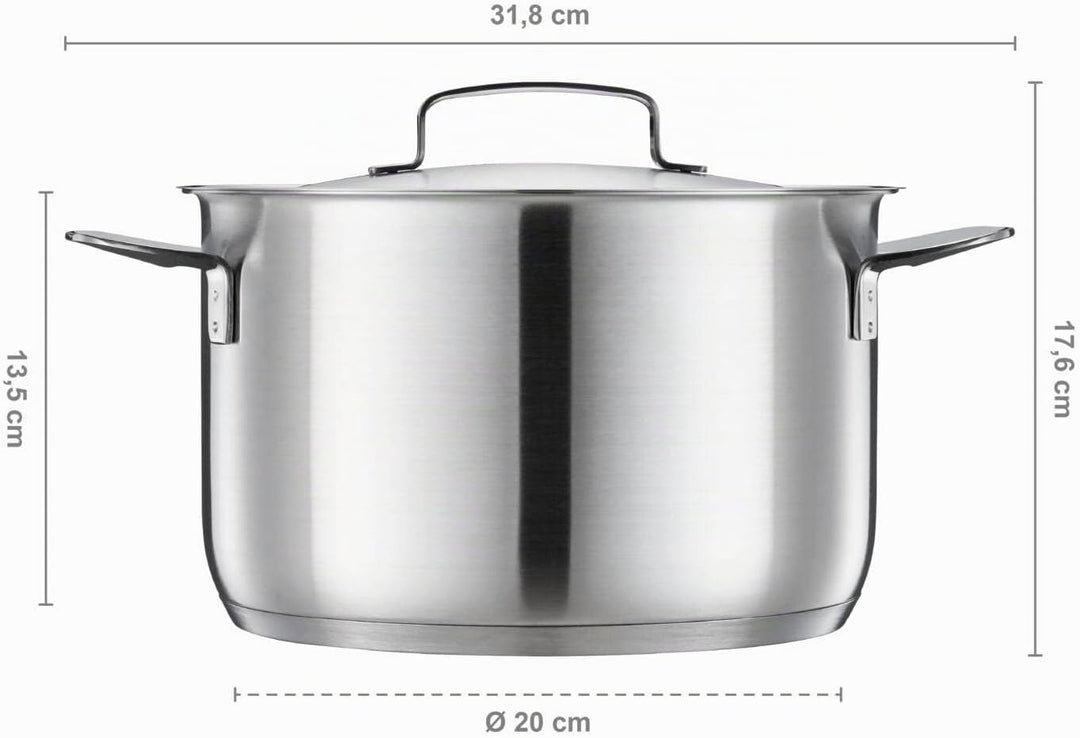 Fiskars Kasserolle, 5 l, Unbeschichtet, Für alle Kochfelder geeignet, Recycelter Edelstahl, All Stee