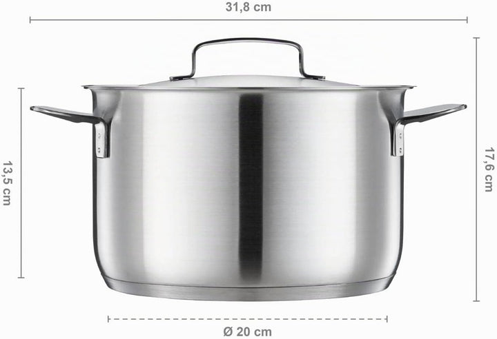 Fiskars Kasserolle, 5 l, Unbeschichtet, Für alle Kochfelder geeignet, Recycelter Edelstahl, All Stee