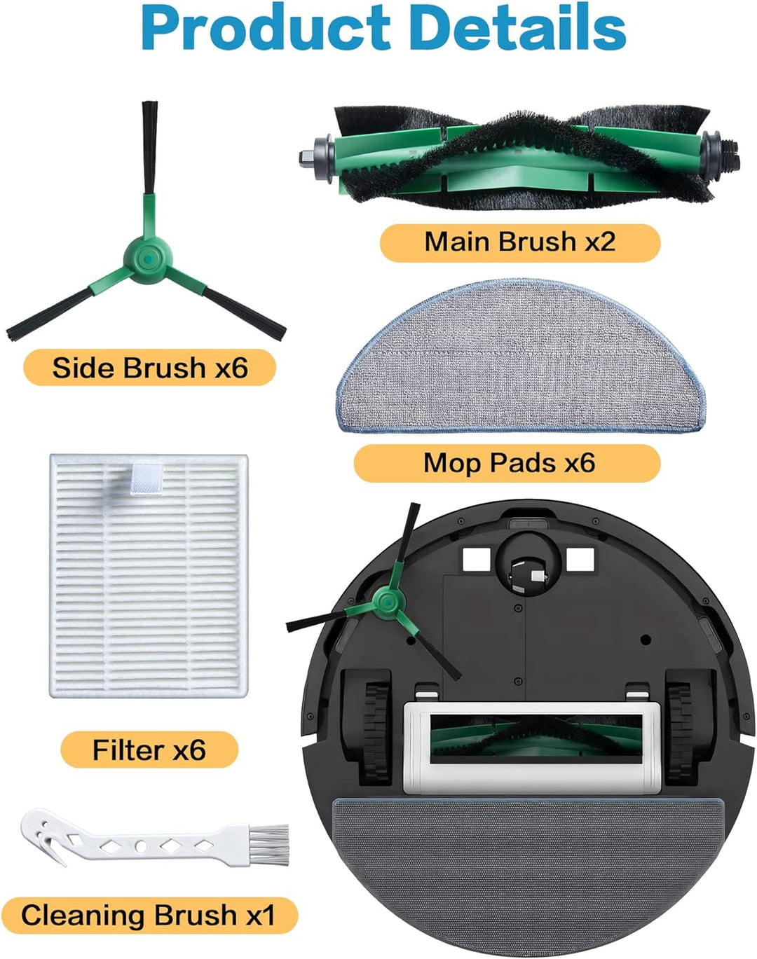 21 Stück Zubehör für iRobot Roomba Combo 2 Essential Y0140/Y0112/Y0110, für Roomba 105 Combo Ersatzt