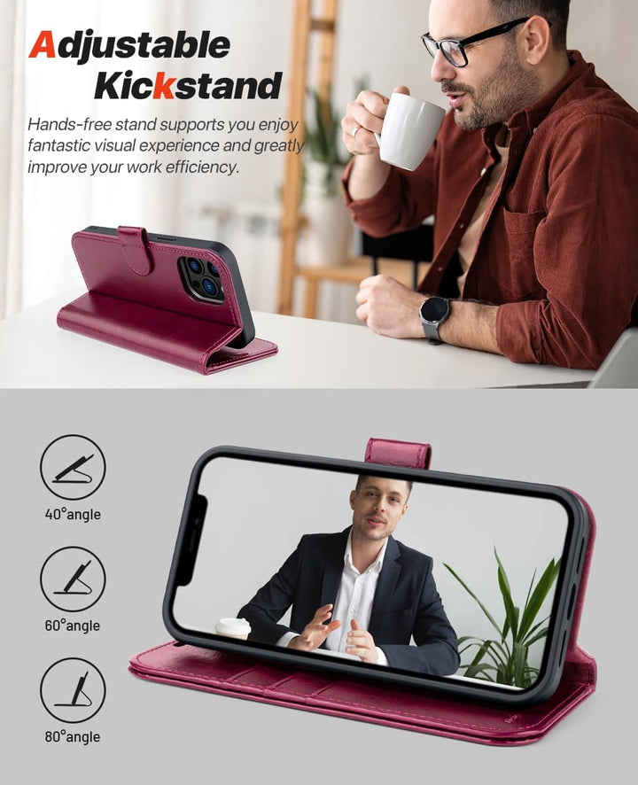 OCASE Abnehmbare Hülle Kompatibel für iPhone 12 Pro Max Burgundy | Handyhülle 2-IN-1 [Magnetische Hü