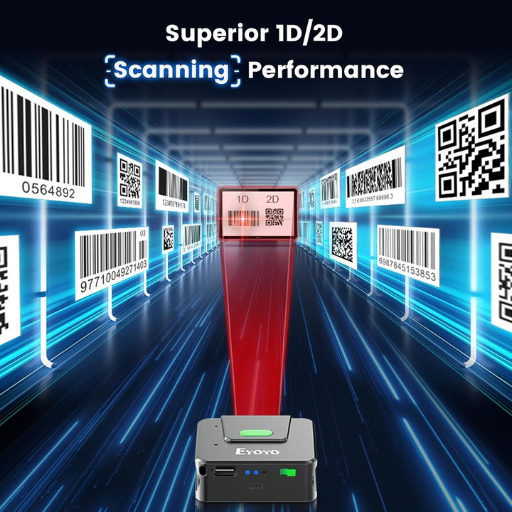 Eyoyo 2D Wearable Barcode Scanner: Schnelles Scannen mit grosser Reichweite, rechter und linker Hand