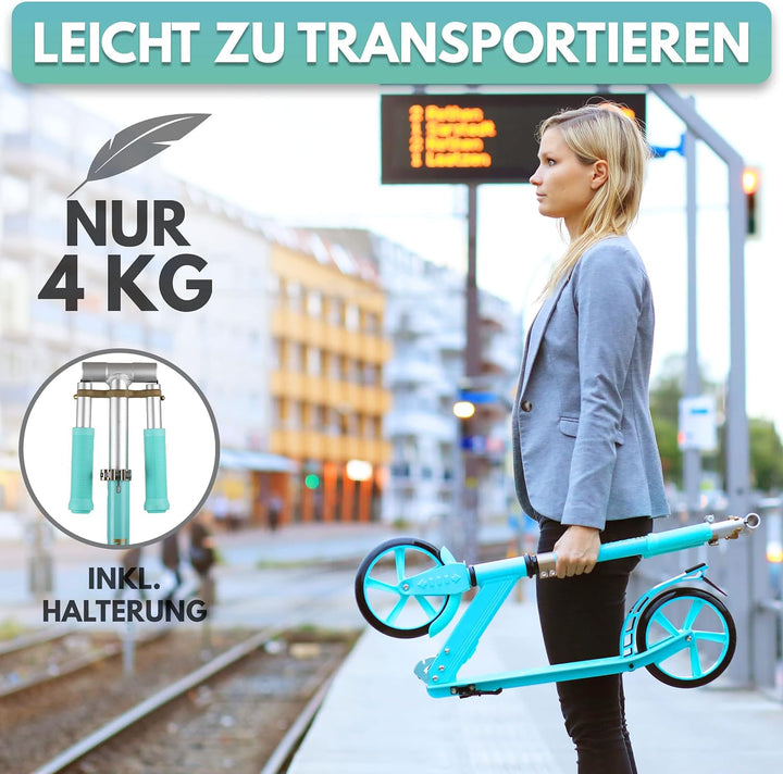 Rollkönig ® Scooter für Kinder ab 5 Jahren I Der Faltbare City-Scooter mit grossen Rädern I Tret-Rol
