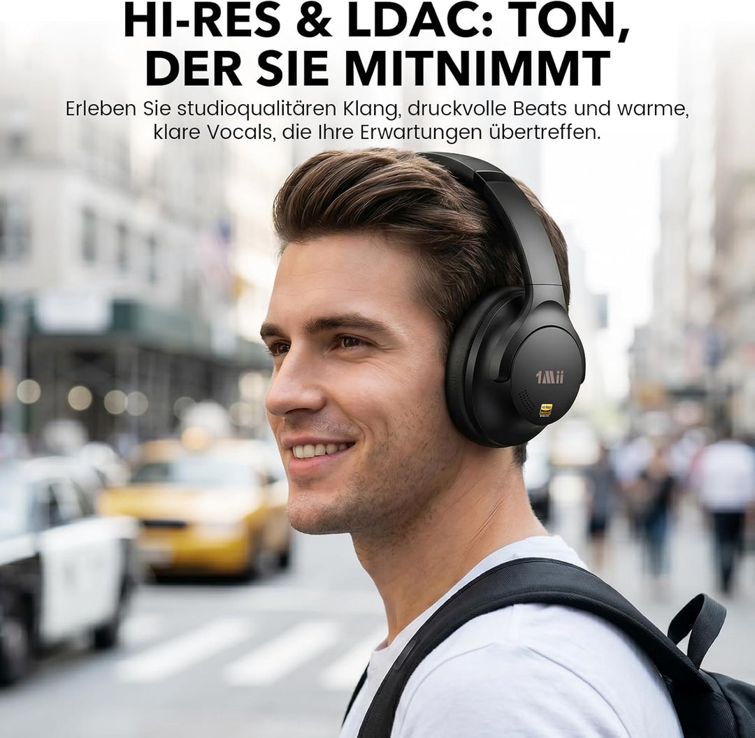 1Mii Y8 Kabellose Bluetooth Kopfhörer, Hybrid Active Noise Cancelling, LDAC Hi-Res Audio, 75h Spielz
