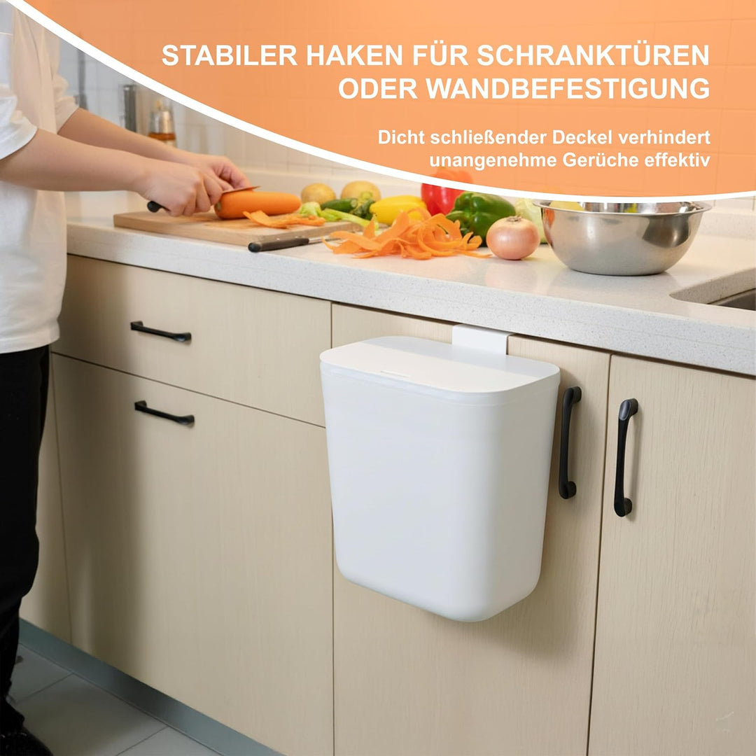Relaxdays Küchenmülleimer, 9 L, hängender Komposteimer, für Biomüll & Restmüll, Türmüllbehälter, Kun