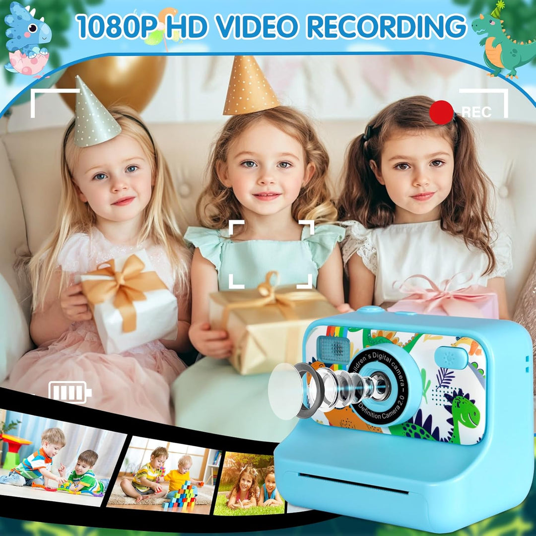 Sofortbildkamera Kinder, 1080p Kinderkamera Sofortbildkamera Mit 32g Karte,Druckpapier &amp; Farbigen St