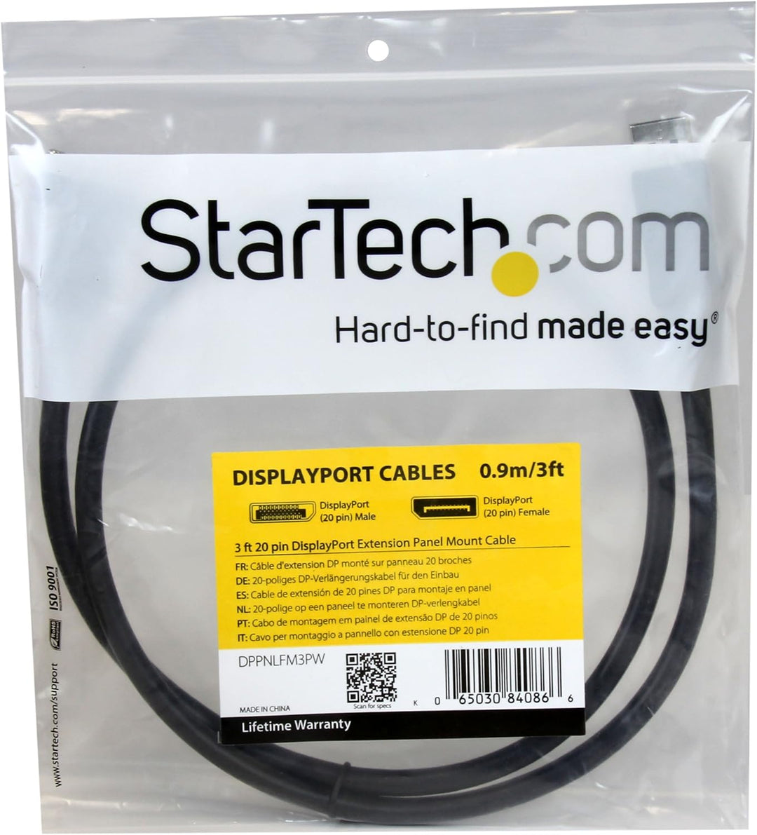 StarTech.com 1m DisplayPort Kabel für Panelmontage - 4K x 2K - DisplayPort 1.2 Verlängerungskabel St