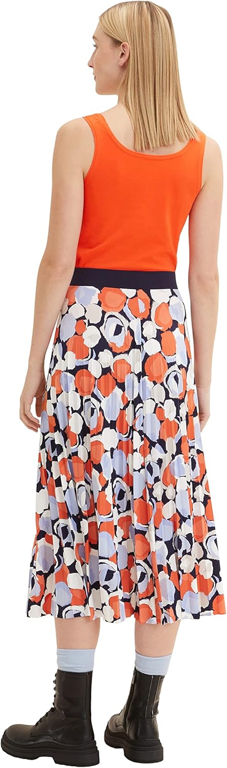 TOM TAILOR Damen Plissee Rock 46 31116 - Navy Flower Design, 46 31116 - Navy Flower Design