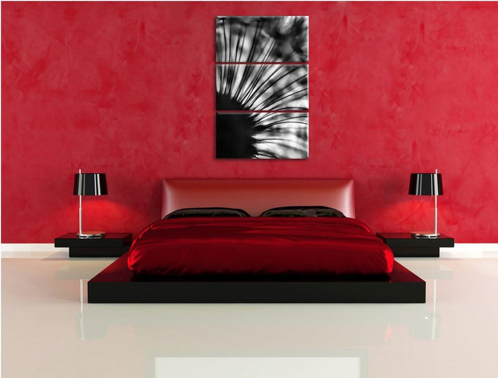 Pixxprint Pusteblume Schwarz-Weiss als Leinwandbild/Grösse: 3 Teilig (120x80) cm/Wandbild/Kunstdruck