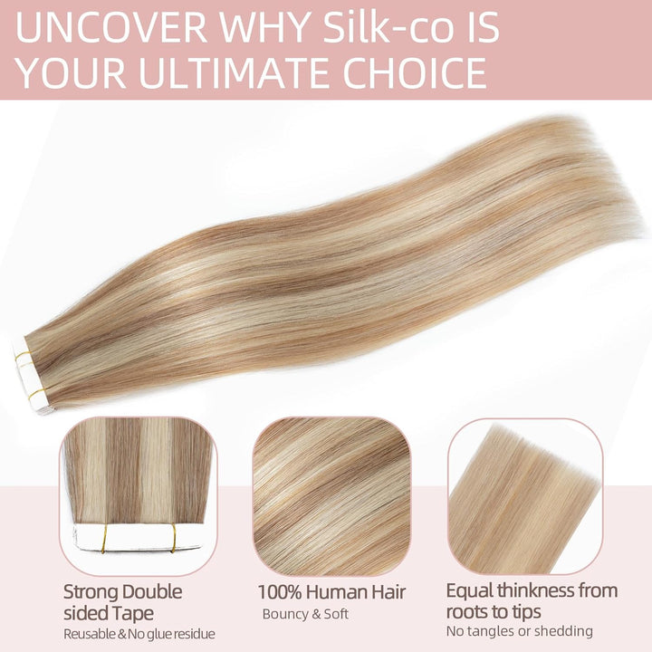 Tape Extensions Echthaar 10stk, Remy Tape in Extensions Haarverlängerung, Skin Weft Echthaar Haarext