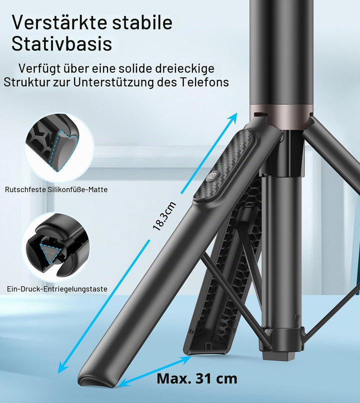 TONEOF 153CM Selfie Stick Stativ, Verbesserte 360° Drehbare Selfie Stange, Ausziehbares All-in-1 Han