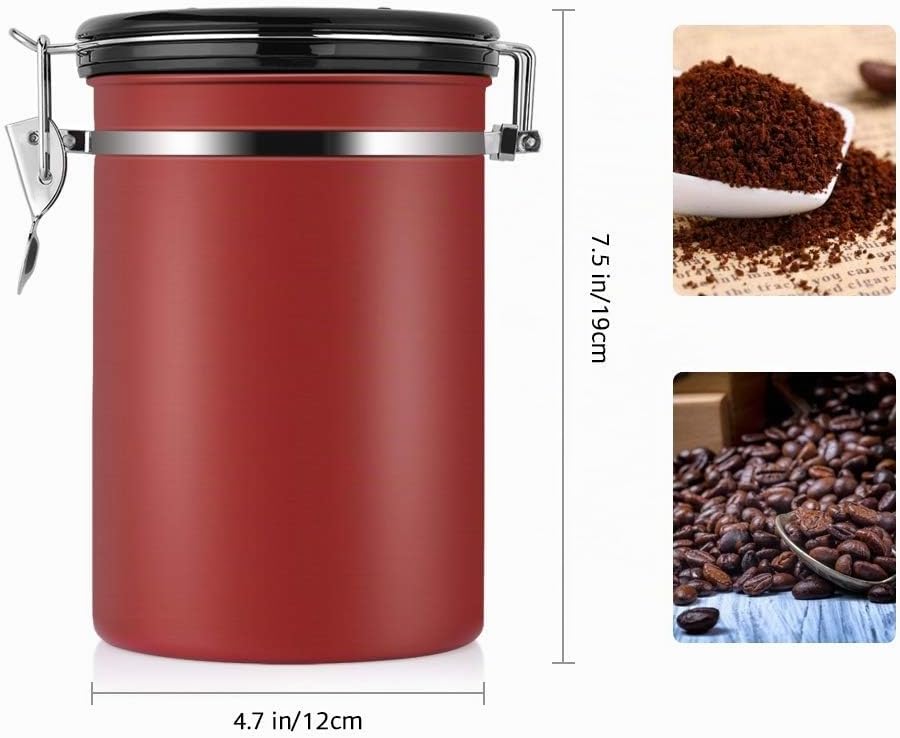TOPINCN Kaffeebehälter, 1,8 L Lebensmittelbehälter Grosser Luftdichter Schwarzer Küchenbehälter aus