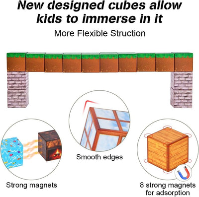 HOTUT Magnetische Bausteine,60 Teile Magnetisches Spielzeug,Build Mine Magnet Welt Set,Magnet Montes