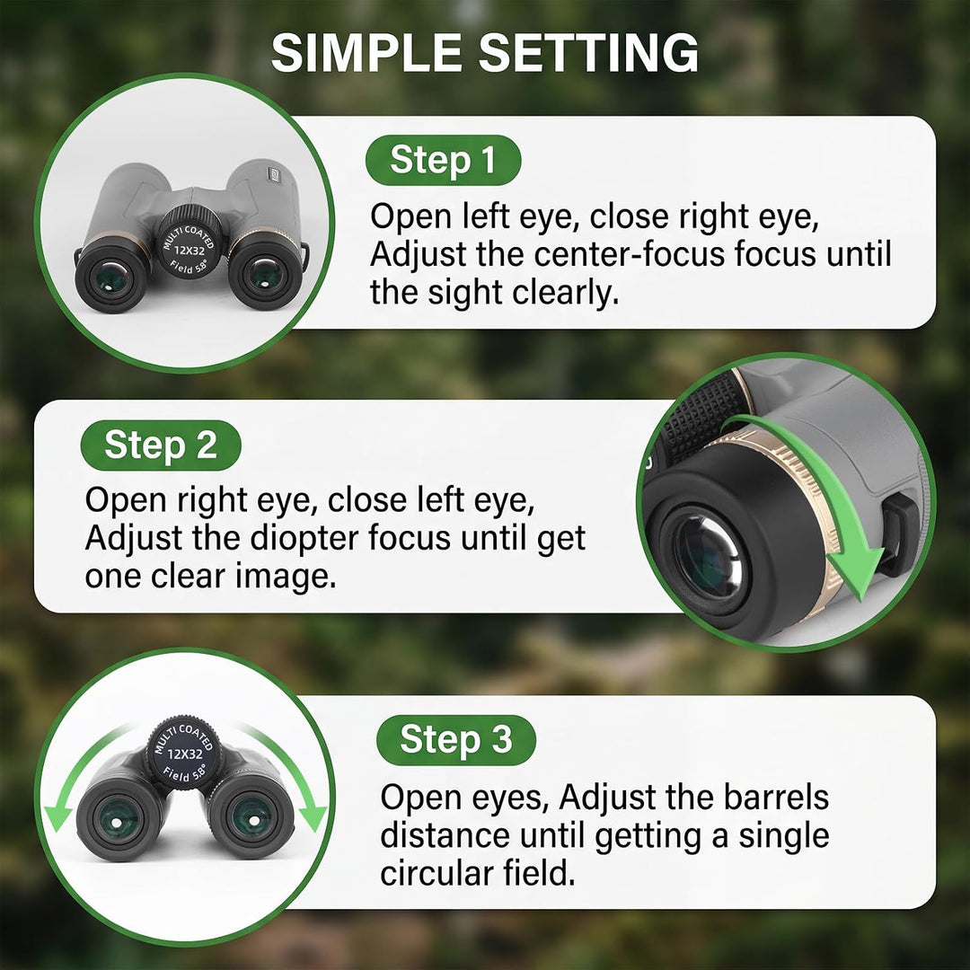 12x32 Fernglas für Erwachsene, professionelles HD-Fernglas mit BAK4-Dachkantprismen für Vogelbeobach