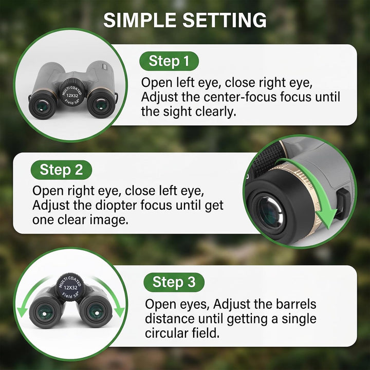 12x32 Fernglas für Erwachsene, professionelles HD-Fernglas mit BAK4-Dachkantprismen für Vogelbeobach