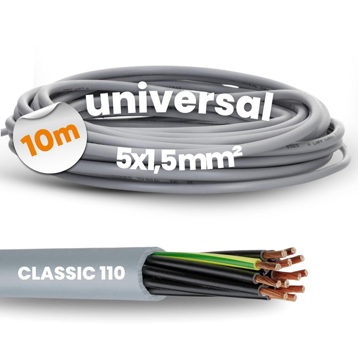 10 Meter Lapp 1119305 Ölflex Classic 110 PVC-Steuerleitung 5x1,5 mm² mit grün-gelben Schutzleiter 5G