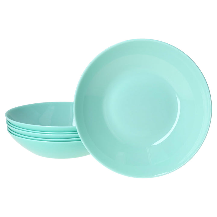 MamboCat 6er Set Mint Suppenteller aus Glas I 420ml, Ø 20,3 cm I Moderne Tiefe Teller für Müsli, Sup