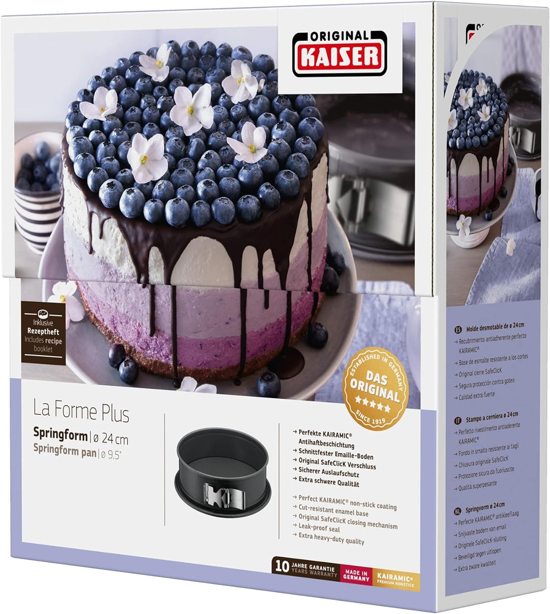 Original Kaiser La Forme Plus Springform 24 cm rund, Flachboden, runde Backform, SafeClick-Verschlus