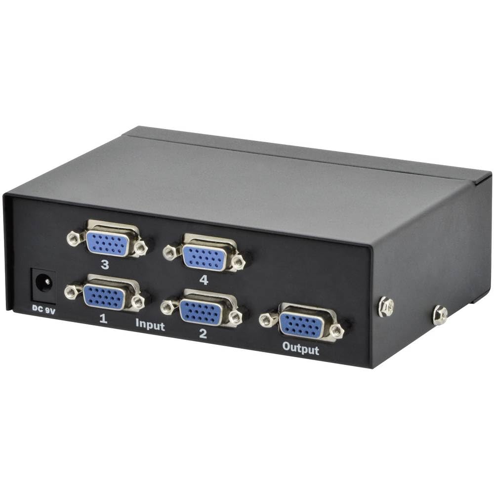 DIGITUS Professional VGA Video Switch / Umschalter, 4 Eingänge - 1 Ausgang, 250MHz, bis 1920x1080 Pi