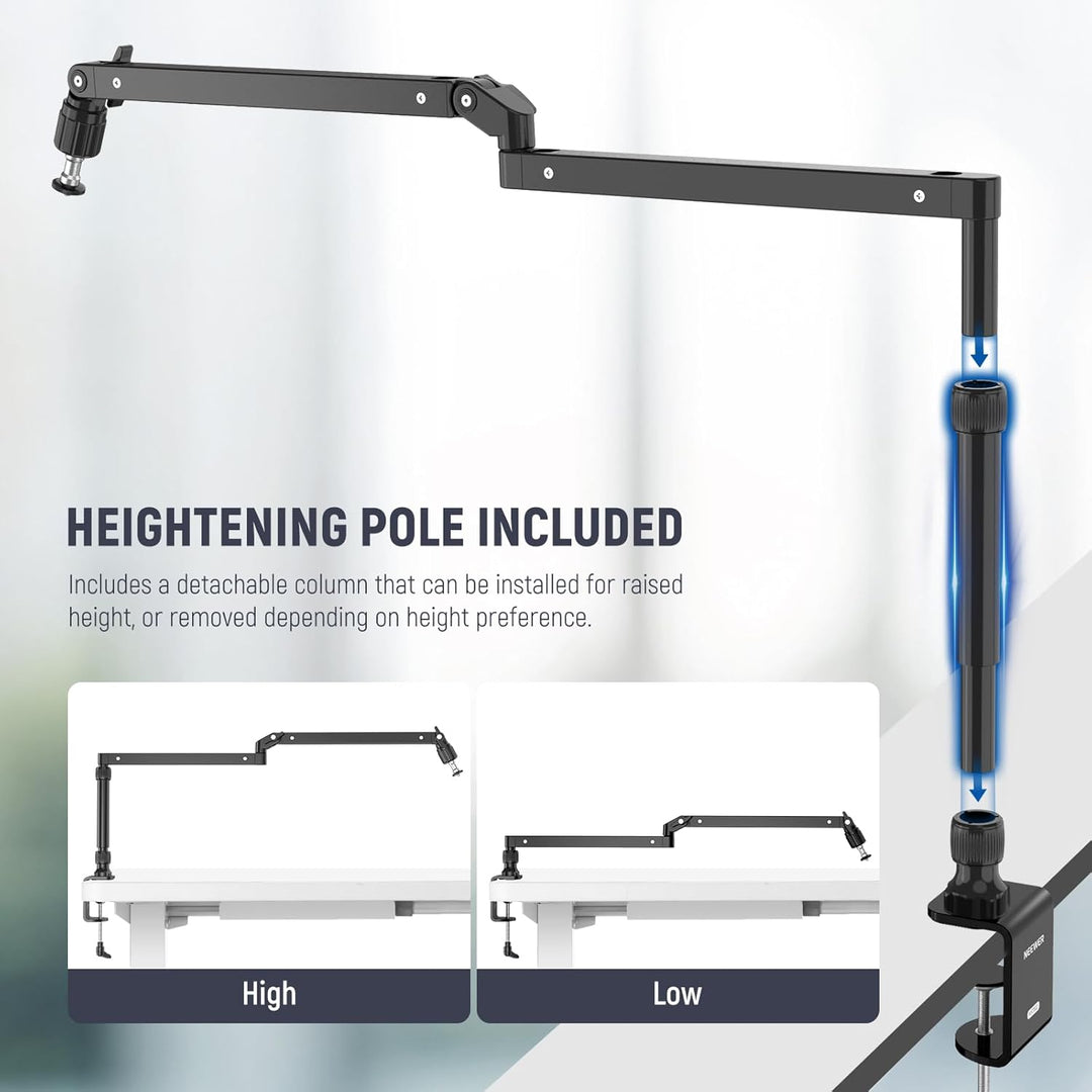 NEEWER Mikrofonarm Ständer, Niedriges Profil Mic Arm Tischhalterung mit Dämpfung, 360° drehbarer Boo