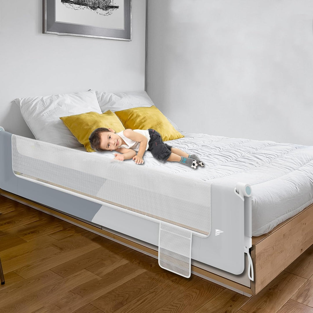 UISEBRT Bettgitter 200cm Bettschutzgitter Klappbar für Kleinkinder, Rausfallschutz Höhenverstellbar