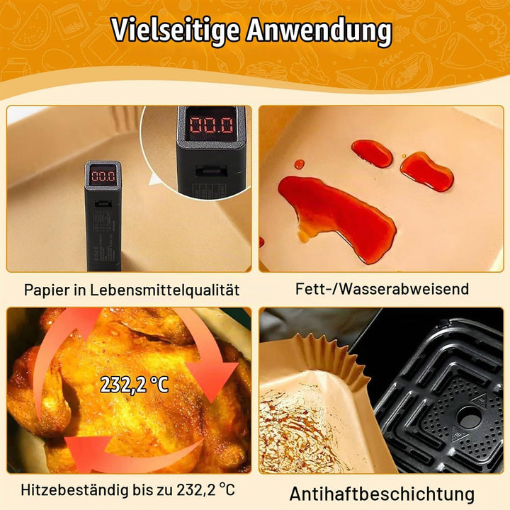 120 Stück Airfryer Backpapier für Tefal Easy Fry Mega Heissluftfritteuse 7.5L, Airfryer Zubehör für