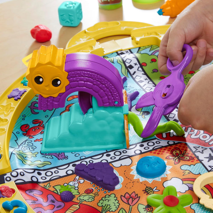 Play-Doh Knetmatte für unterwegs Knetunterlage Starters Spielset, Blau, Grün, Rot, Violett