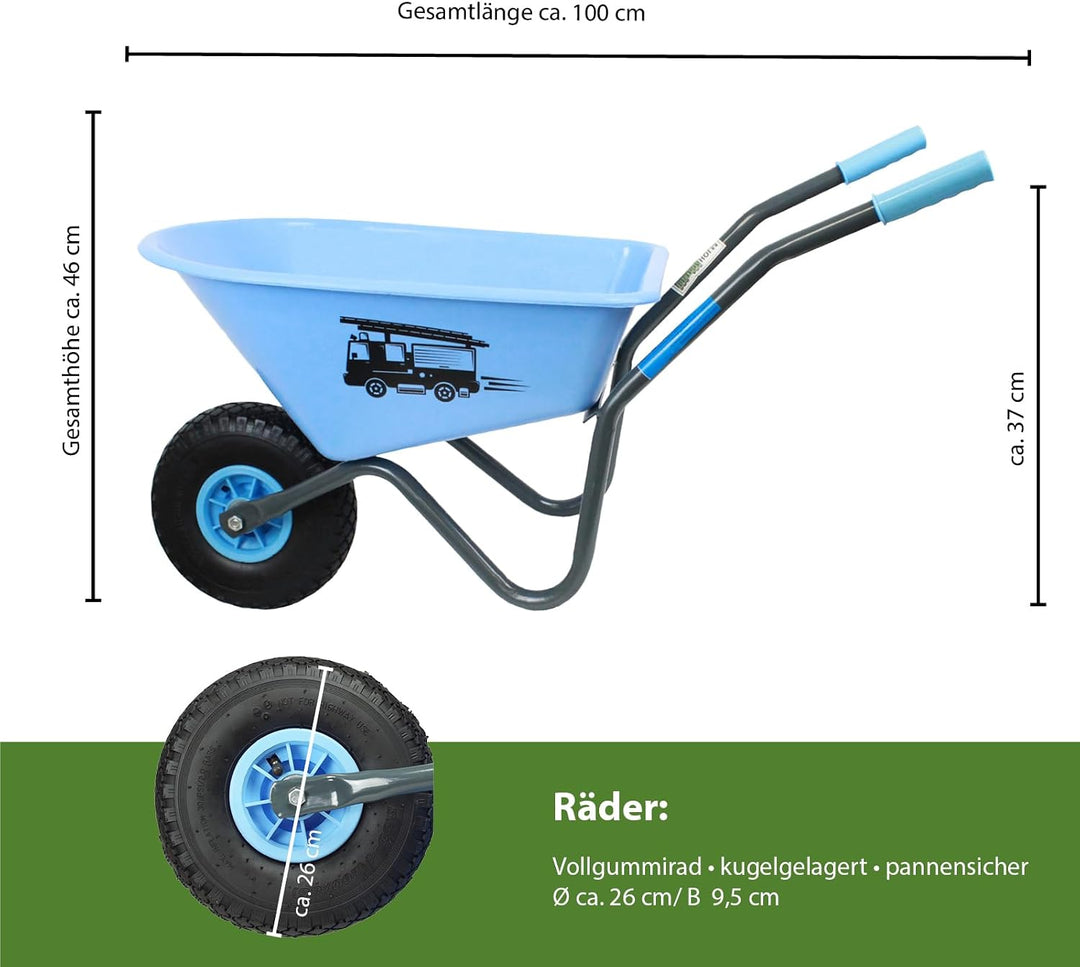 TRUTZHOLM Kinderschubkarre Uni Blau 40 kg Traglast Stahl | 3,6 kg, 40 kg Traglast, Stahl Kunststoff,