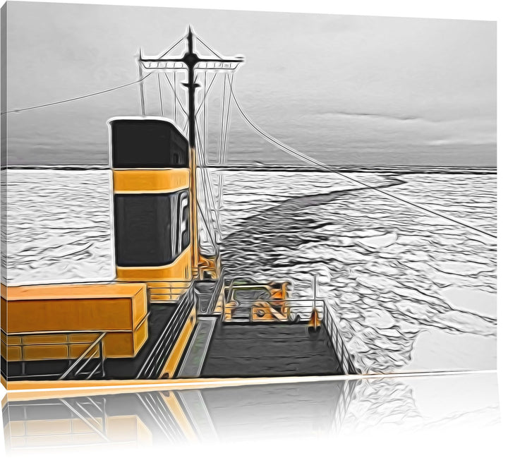 riesiges Schiff in Eisdecke schwarz/weiss Deluxe Format: 100x70 cm auf Leinwand, XXL riesige Bilder