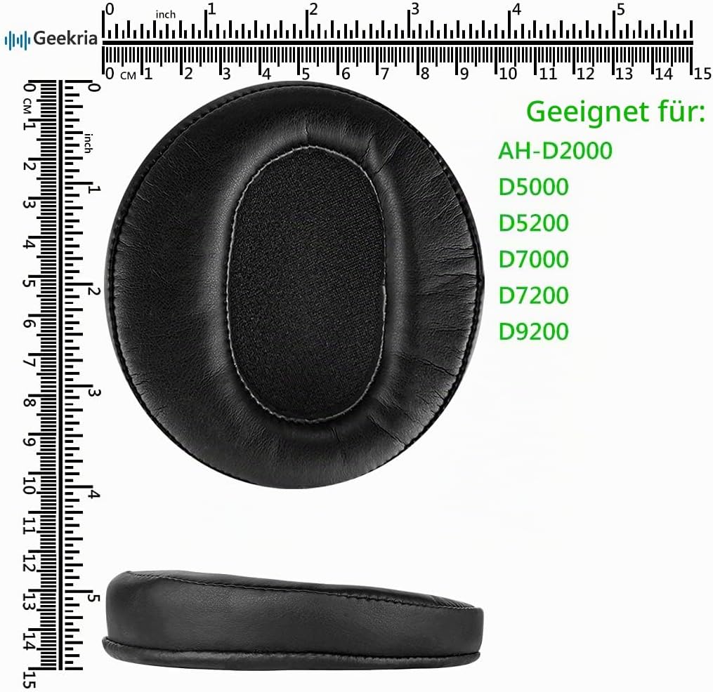 Geekria QuickFit Protein Leder Ersatz Ohrpolster für DENON AH-D2000, D5000, D5200, D7000, D7200, D92
